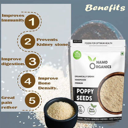 Namo Organic - Original White Posto Poppy Seeds - 150gm - Unadulterated Khus Khus | khas khas | 100% Pure | Raw and Unprocessed | Direct From Farmers