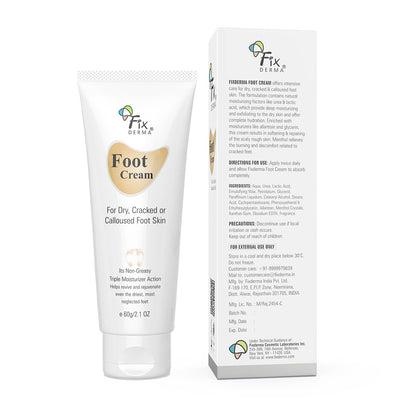 Fixderma 5% Lactic Acid, 15% Urea, 3% Glycerine, Foot Cream For Dry & Cracked Feet, Moisturizes and Soothes Feet, Heel Repair Paraben & Sulphate Free, All Skin Types 60 ML