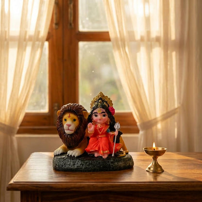 Maa Durga Idol with Lion for Home Decor | Durga MATA Murti for Puja Room, Temple Decoration, Navratri Decor & Spiritual Gift