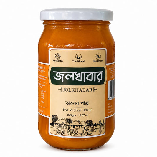 JOLKHABAR | Taal Pulp - Palm Pulp - Tal er Pulp | 450g Pack | Readymade Taal er Pulp | Ready to eat Palm Pulp | Fresh & Pure - 100% Farm to Fork - 450g Glass Bottle Pack