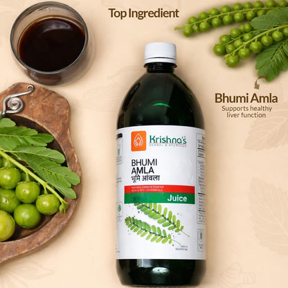 KRISHNA'S HERBAL & AYURVEDA Bhumi Amla Juice - 1000 ml | Natural liver detoxifier | Strengthens the digestive system | Sugar free Juice