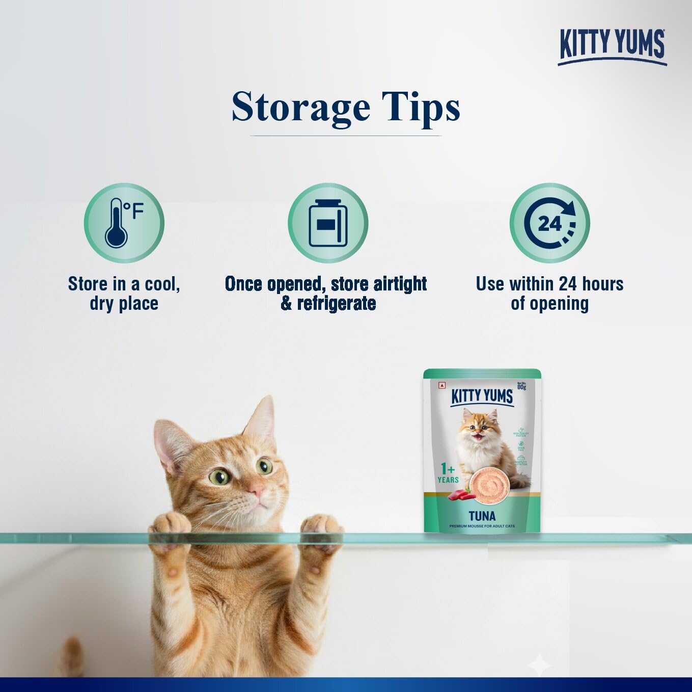 Kitty Yums Adult Cat Wet Mousse 80g | Tuna | Rich in Protein | Promotes Hydration & Easy to Digest | Grain Free | No Artificial Flavours | Packed with Essential Vitamins & Antioxidants