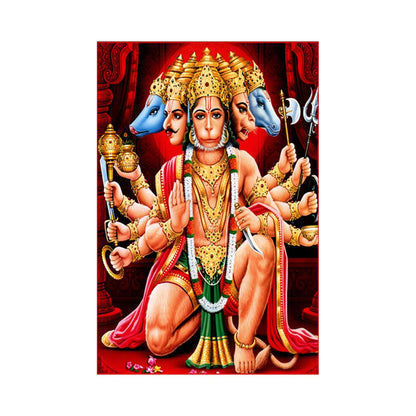 Hanuman ji Paintings for Living room, Hanuman ji Poster Big Size with Sparkle Coated Lamination - 2309 (Self Adhesive) 18x24 Inch