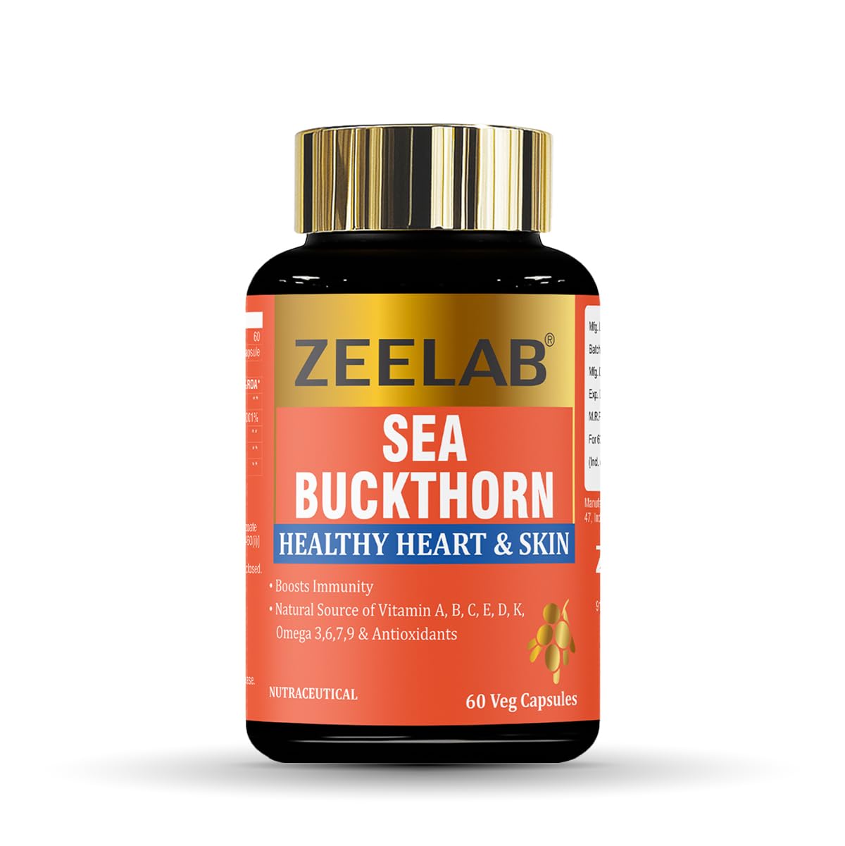 Zeelab Sea Buckthorn supplement bottle on a white background