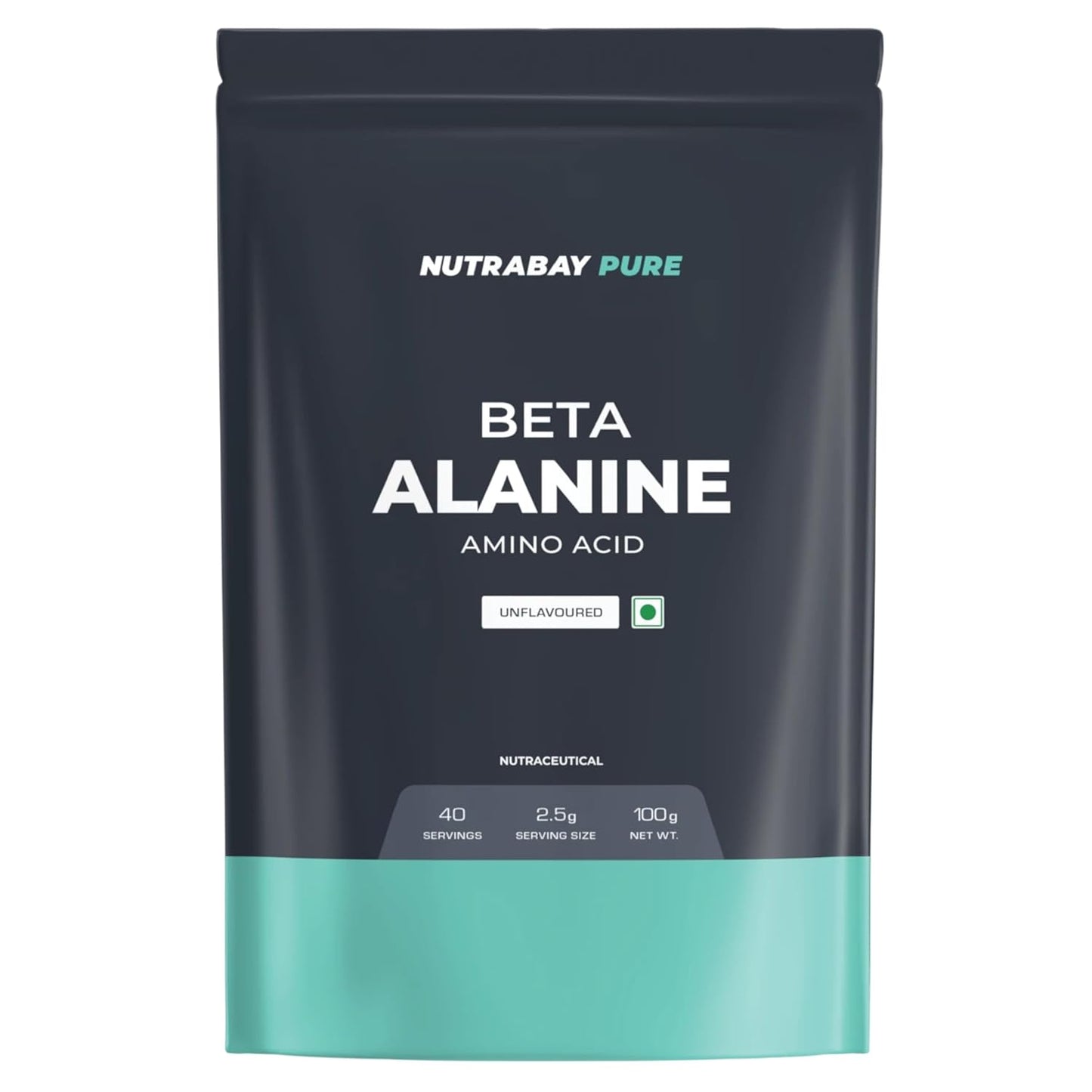 Nutrabay Pure Beta Alanine amino acid package on a white background