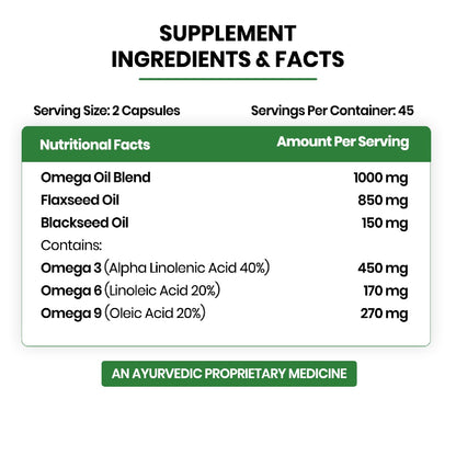 Vlado's Himalayan Organics Omega 3 6 9-2000mg/Serving I Vegetarian Omega 3 I Source from Flax Seed I Support Muscle,Bone,Heart & Skin - No Fish Burps Oil Used Capsules for Men & Women- 90 Capsules