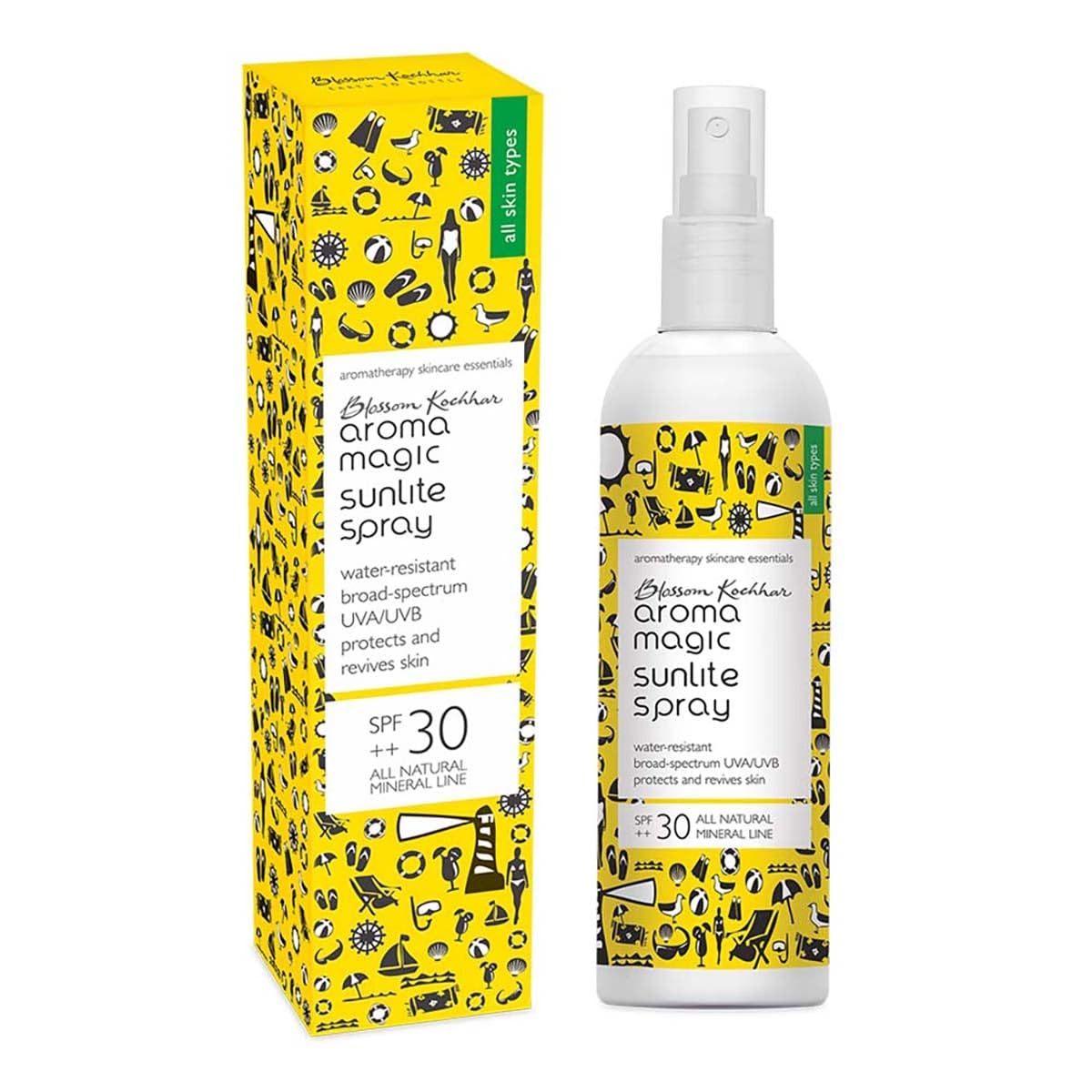 Aroma Magic Sunlite Mineral Sunscreen Spray SPF 30++ | Zinc Oxide Sun Protection | Anti-Aging, Non-Greasy & Water Resistant | Vitamins B5 C E | All Skin Types | 100ml