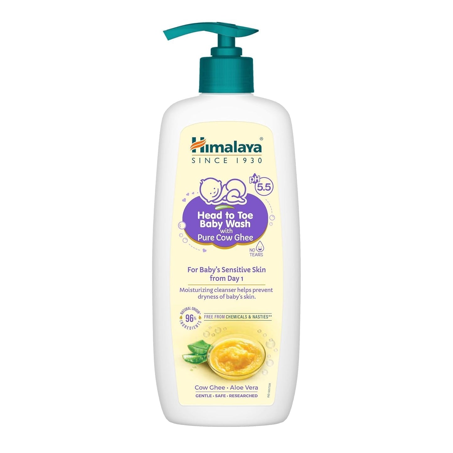 Himalaya Head to Toe Baby Wash with Pure Cow Ghee 400ml | ph 5.5 | Aloe vera | Soap free | Safe for newborns | For baby's sensitive skin from day 1 | No Parabens | No Phthalates | No Sulphates | Pediatrician evaluated