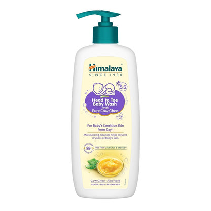 Himalaya Head to Toe Baby Wash with Pure Cow Ghee 400ml | ph 5.5 | Aloe vera | Soap free | Safe for newborns | For baby's sensitive skin from day 1 | No Parabens | No Phthalates | No Sulphates | Pediatrician evaluated