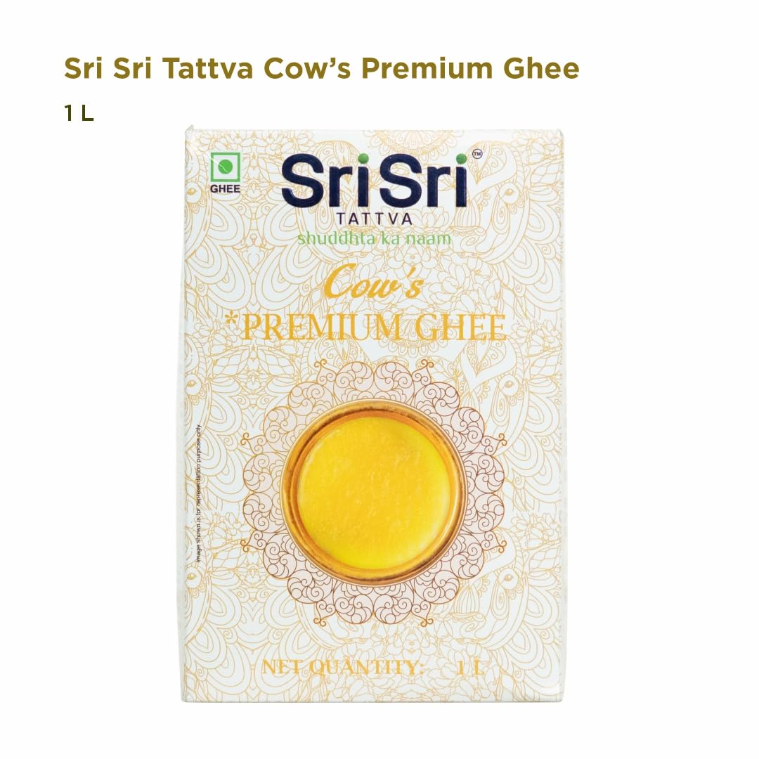 Sri Sri Tattva Premium Cow Ghee 1 Litre | Pure Cow Ghee | Vedic Bilona Method | Natural, Lactose, & Gluten-Free | Excellent for Digestion