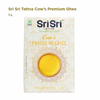Sri Sri Tattva Premium Cow Ghee 1 Litre | Pure Cow Ghee | Vedic Bilona Method | Natural, Lactose, & Gluten-Free | Excellent for Digestion