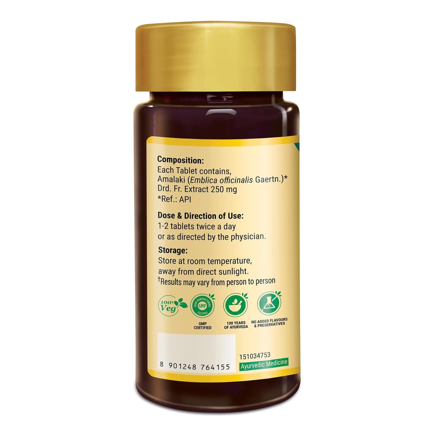 Zandu Amalaki Tablets with 100% Pure Amalaki Extract for Enhanced Immunity & Wellness | Rich in Vitamin C & Antioxidants | Promotes Skincare & Haircare | 100% Safe & Vegetarian | (60 Tabs)