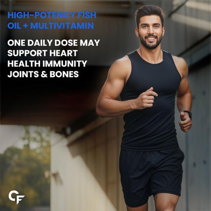 Carbamide Forte Multivitamin Tablet for Men with Probiotics & Salmon Omega 3 fish Oil Capsules | Salmon Fish Oil Omega 3 Capsule 1000mg and Multivitamin Tablets Combo | 60 Tablets + 60 Softgels