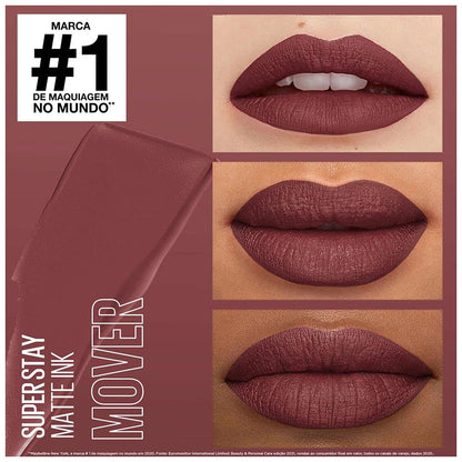 Maybelline New York Superstay Matte Ink Liquid Lipstick, Mover | No budge bold color for 16H | Transferproof, Waterproof, Foodproof | Brown skin friendly