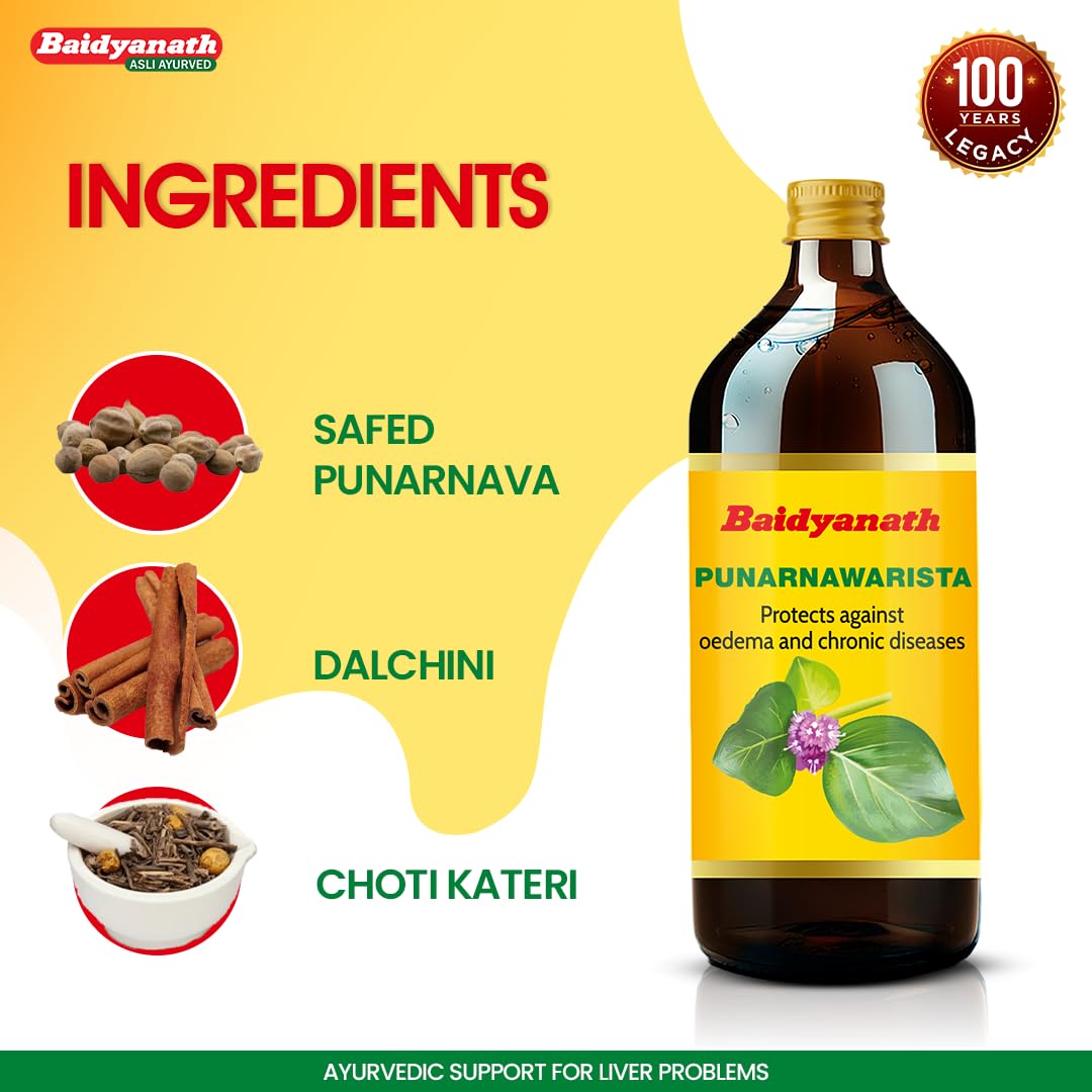 Baidyanath Punarnawarist - 450 ml | Ayurvedic Regenerative Tonic for Liver | Inflammation Care