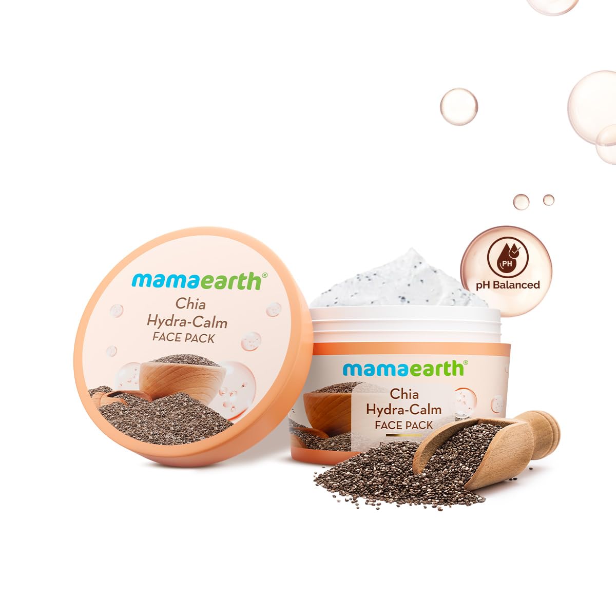 Mamaearth Chia Hydra-Calm Face Pack With Chia Seed & Ceramides For Healthy Skin Barrier-200G,Diy-Like Texture,Instant Hydration & Glow,Gel Cream Cooling Mask,Free From Harmful Chemicals,All Skin Types