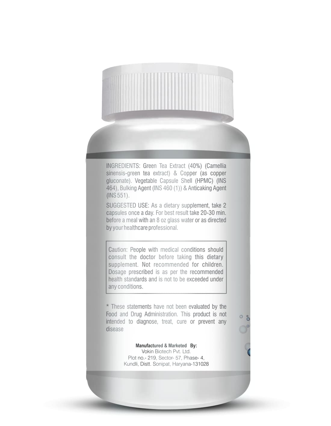 Supplement bottle with label on a white background