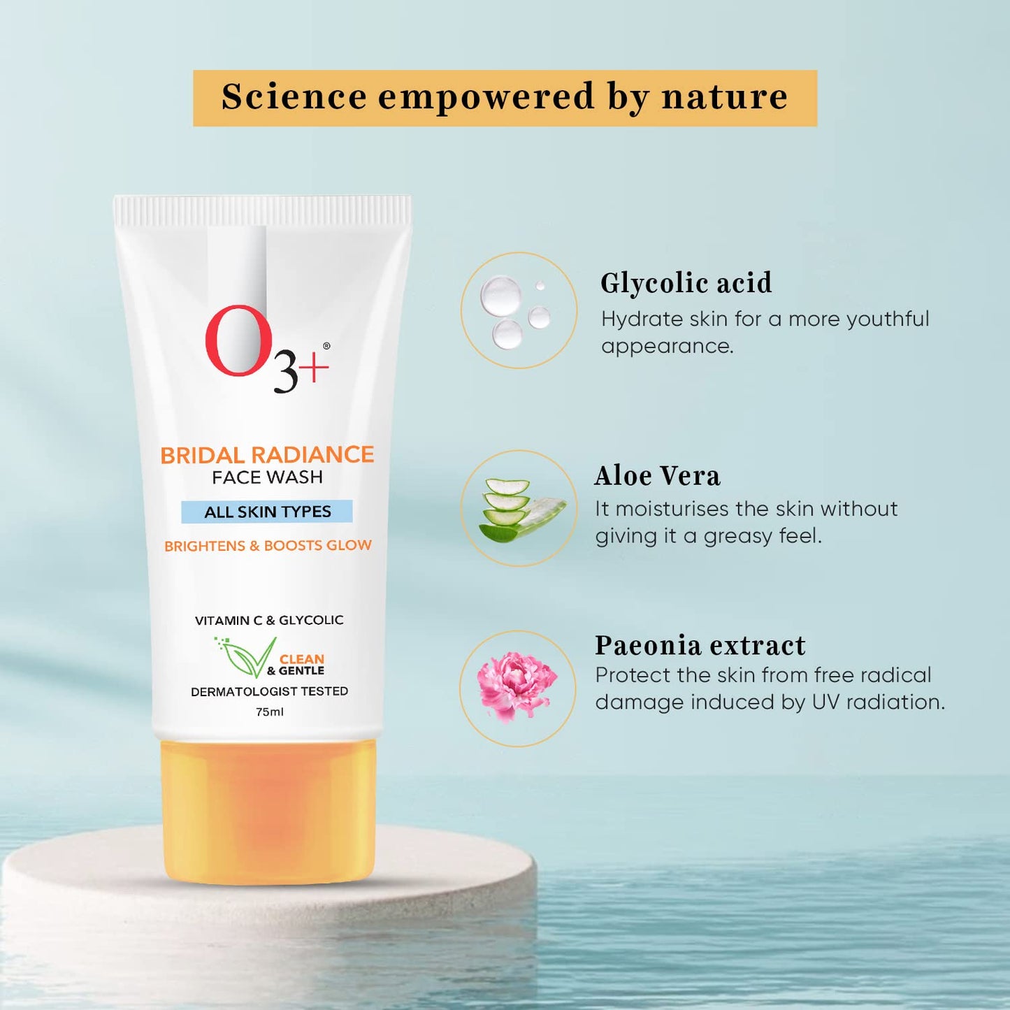 O3+ Bridal Radiance Facewash for all Skin Type 75ml | With Glycolic Acid and Vitamin C