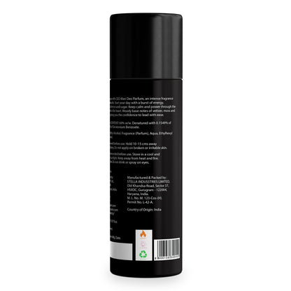 Black cylindrical product with text and branding on a white background