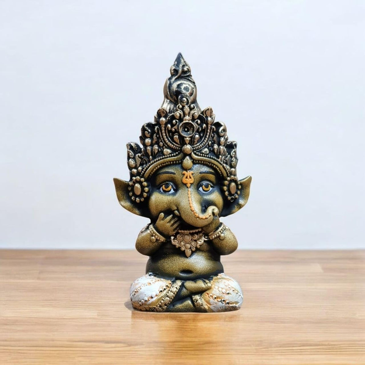 Cute Little Ganesh Idol for Home Decor | Resin Baby Ganesha Statue for Office Table, Desk, Reception & Living Room Decorative Showpiece | Hindu God Figurine 2.5x2x6 Inch (Speak No Evil)