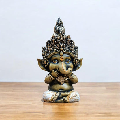 Cute Little Ganesh Idol for Home Decor | Resin Baby Ganesha Statue for Office Table, Desk, Reception & Living Room Decorative Showpiece | Hindu God Figurine 2.5x2x6 Inch (Speak No Evil)