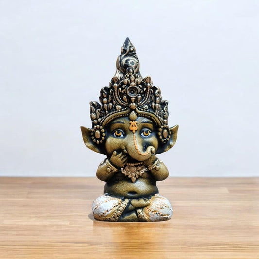 Cute Little Ganesh Idol for Home Decor | Resin Baby Ganesha Statue for Office Table, Desk, Reception & Living Room Decorative Showpiece | Hindu God Figurine 2.5x2x6 Inch (Speak No Evil)