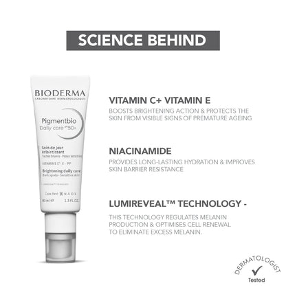 Bioderma skincare product with text detailing ingredients and benefits on a white background