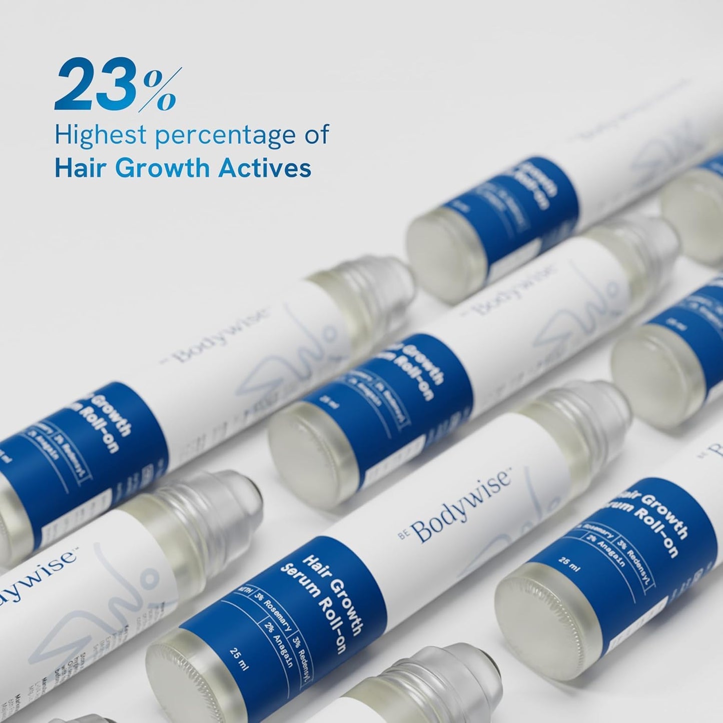 Be Bodywise 3% Redensyl & Rosemary Hair Growth Serum (Roll On) | Pack of 2 |with 2% Anagain | Thicker & Stronger Hair | Prevents Hairfall & Stimulates Hair Follicles | For All Hair Types | 25ml each