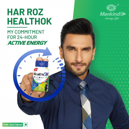 Mankind's Health OK Multivitamin With Natural Ginseng,Taurine Power,Daily Energy,Alertness,Vitamin D,C & Other 18 Multivitamins Minerals,For Overall Health,30 Tablets (Veg)