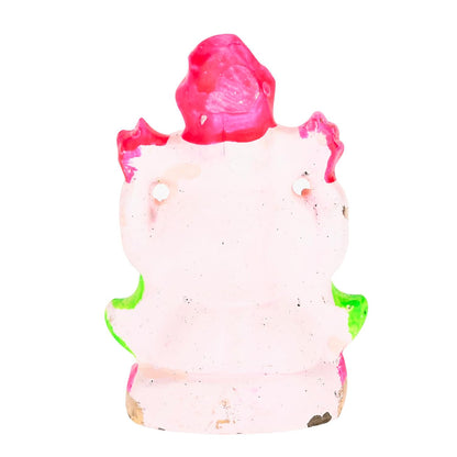 Mitti Ganesh Idol | Eco-Friendly Mud/Clay 4 Bhuja Colorful Ganesh Murti | Ganpati Figurine for Visarjan | Biodegradable Ganesha Statue | Ganesh Chaturthi(4x3 Inches) (Regular Quality)