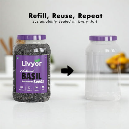 Livyor Raw Basil Seeds for eating - 200g | Sabja Seeds | Tukmaria | Reduces Body Heat | High in Omega-3, Fibre & Plant Protein | Natural Superfood for Weight Management, Digestion & Hydration | Pack of 1