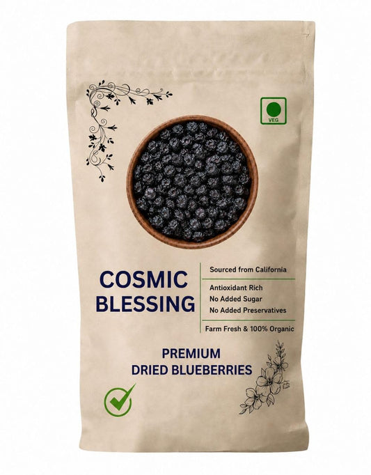Cosmic Blessing Natural Premium California Blueberries Without added Sugar | Dried Seedless Blueberries | Healthy & Tasty Whole & Dried Blueberry | Rich In Calcium And Vitamin K | Non-GMO