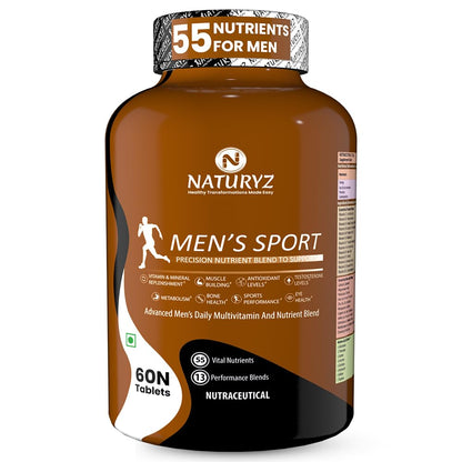 Naturyz Men's Sport Advanced Daily Immunity Supplement Specialized Multivitamin Tablet -Pack of 60 count