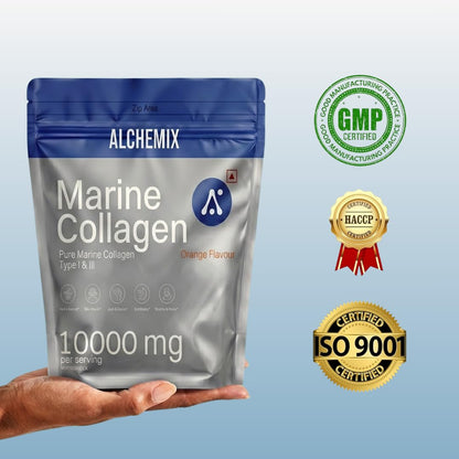 Alchemix 8000mg Pure Korean Marine Collagen Supplements for Women & Men,200g|Hydrolyzed Collagen Powder and Amino Acids| Supports Healthy Skin, Hair, Nails, Bone & Joint|Unflavored,1 count,20 servings | Alchemix