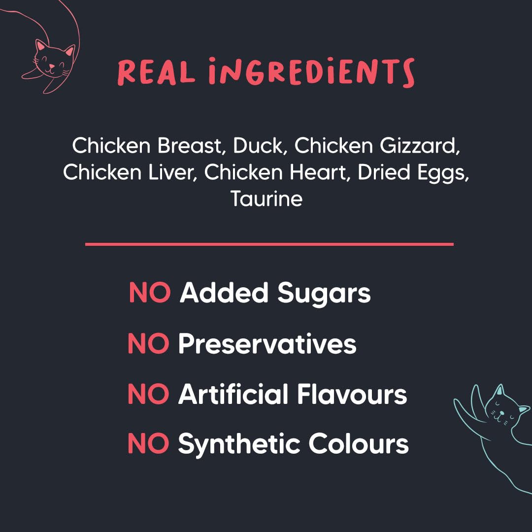 Meowsi by HUFT Chicken Breast with Duck Mousse Cat Food - 80 gm | Creamy & Protein-Rich Wet Food for Persian & All Breeds | Supports Digestion & Healthy Growth