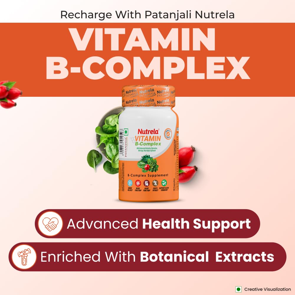 Nutrela Daily Energy Biofermented B Complex for Men & Women - 30 Veg Capsules