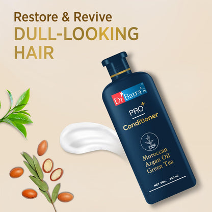 Dr Batra's Pro Conditioner 350Ml Each, Enriched With Moroccan Argan Oil, Green Tea, Vitamin B, For Healthy & Soft Hair, Damage Repair, Sls & Paraben Free