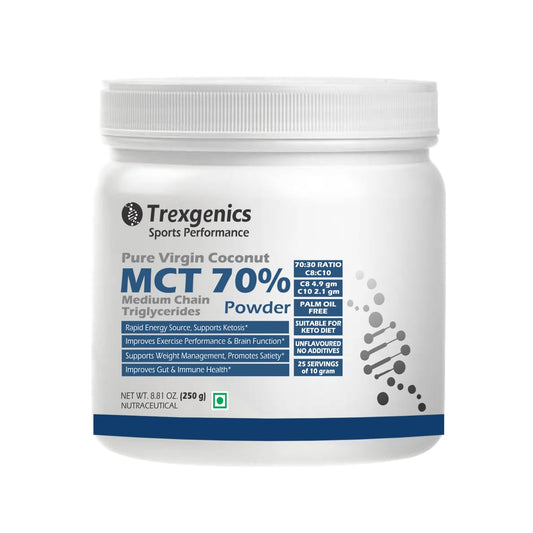 Trexgenics MCT 70% Powder container on a white background