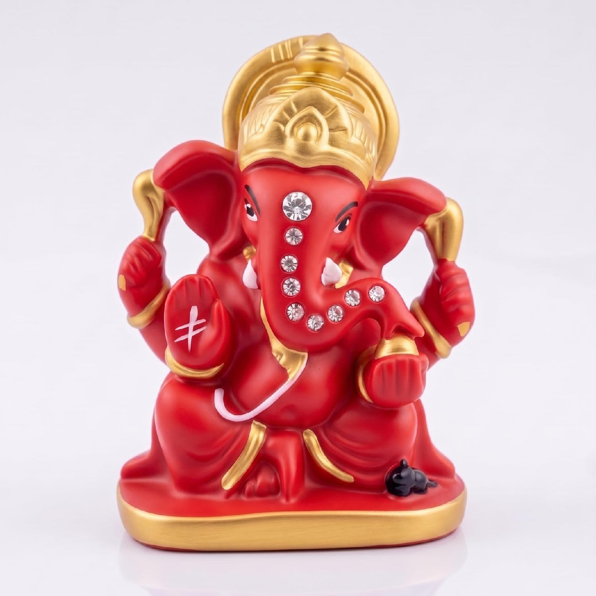Ganesha Idol for Car Dashboard Ganesha Murti Ganpati Idol Home Decor Puja Lord Ganesh Statue Gift for Office for Office Desk Puja Room Figurine (Red 3 inches)