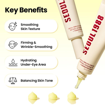 K-SECRET SEOUL 1988 Eye Cream : Retinal Liposome 4% + Fermented Bean, wrinkle care, anti-aging, skin elasticity, pigmentation, brightening, retinol, 30ml/1.01 fl.oz.