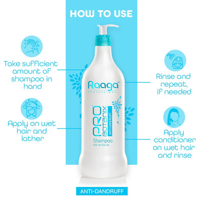 Raaga Professional Pro Botanix Anti-Dandruff Shampoo with Tea Tree Oil | Reduces Itchiness & Flaking, Prevents Dryness | Suitable For Men and Women (1000 ml)