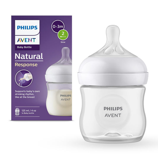 Philips Avent Natural Response Baby Feeding Bottle - 125Ml Baby Milk Bottle for Newborns and Up, Bpa Free, 0+ Months (Model SCY900/01)