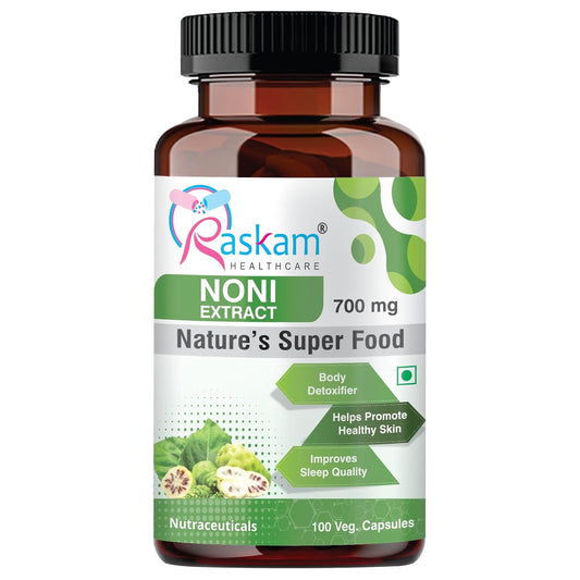 Bottle of Raskam Noni Extract on a white background