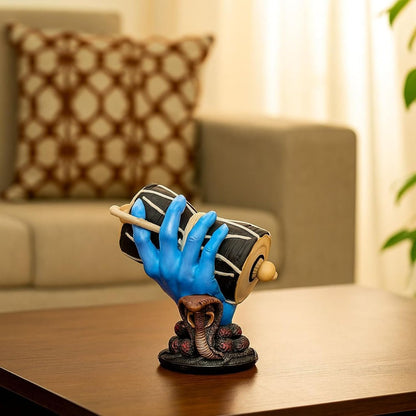 Shivji Idol for Car Dashboard, Home Temple & Office Desk | Compact Resin Mahadev Murti for Puja Room, Table Decor & Spiritual Gift | Small Lord Shiva Statue (Blue Holding Damru)