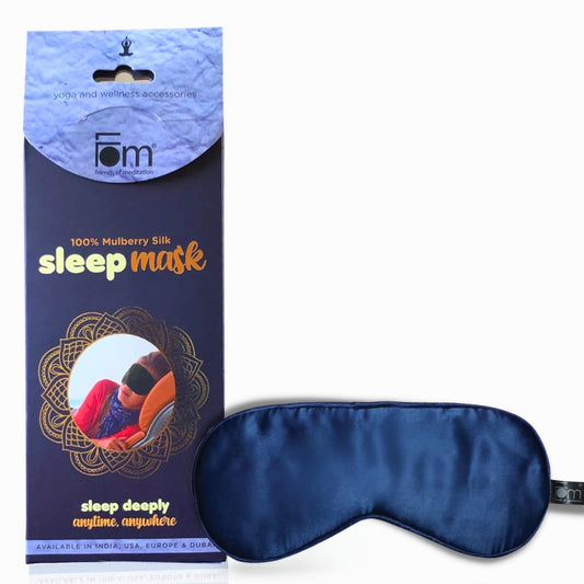 Friends of Meditation ® 100% Mulberry Silk, Super Smooth Sleep Mask And Blind Fold (Navy Blue)