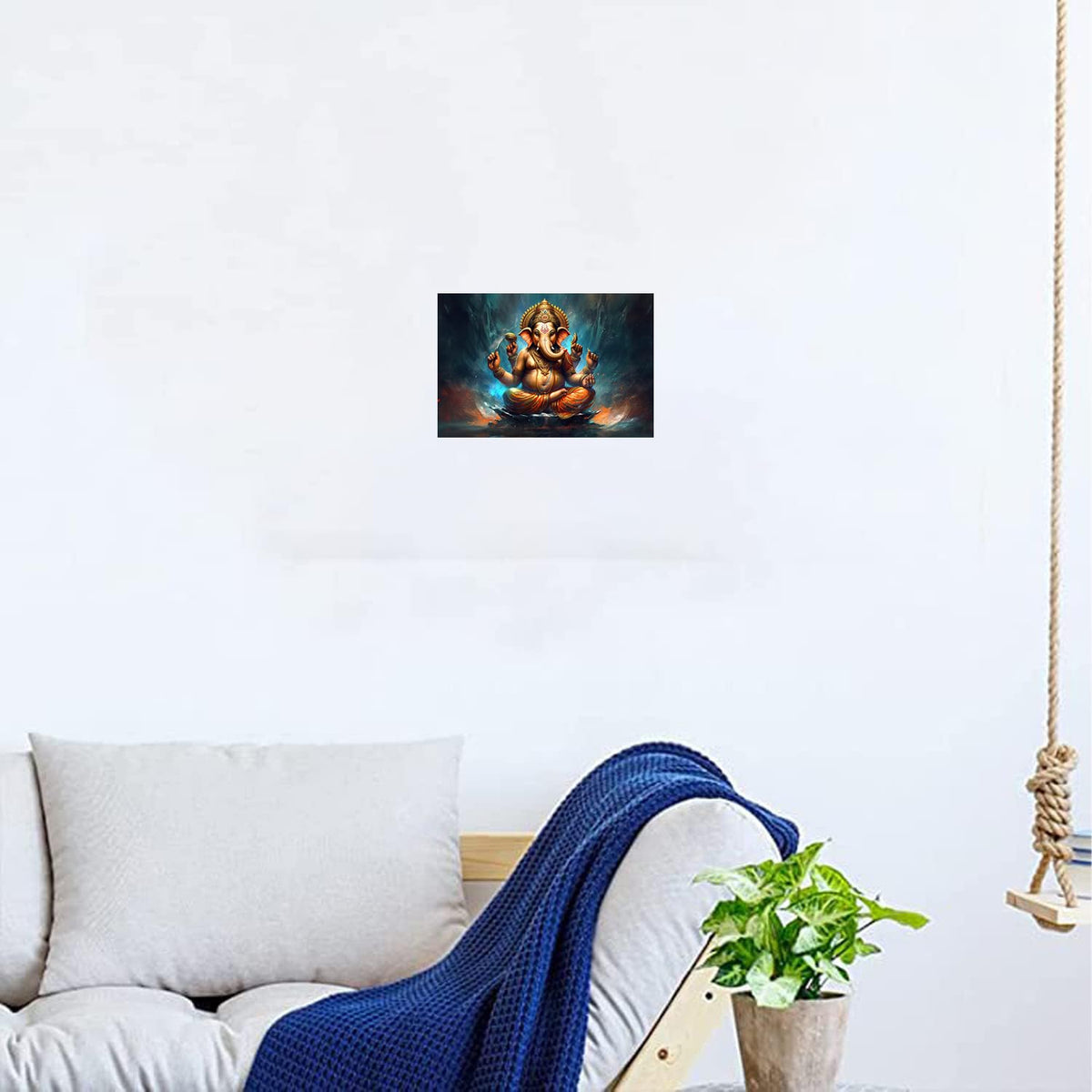 Ganapati/ganesha Paintings for Living room, Ganapati/ganesha Poster Big Size with Sparkle Coated Lamination - 23474 (Self Adhesive) 18x24 Inch