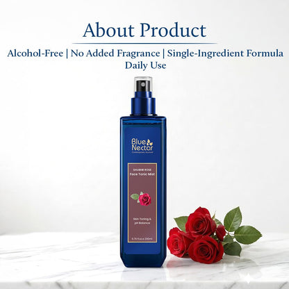 Blue Nectar Rose Water Spray for Face| Pure Rose Face Toner for Glowing Skin | Alcohol Free Face Mist and Toner for Oily Skin, Dry Skin and Normal Skin, Steam Distilled (200 ml)