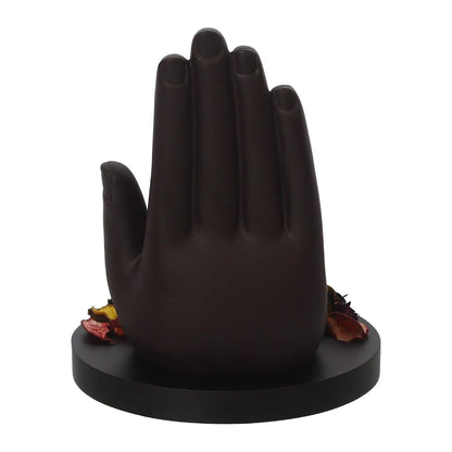 Black Golden Resin Palm Ganesha Idol Showpiece Potpourri Tea Light Candle Holder| Lord Buddha Statue Tea Light Holder| Diwali Decoration Items for Home Decor | Gift for Diwali Housewarming