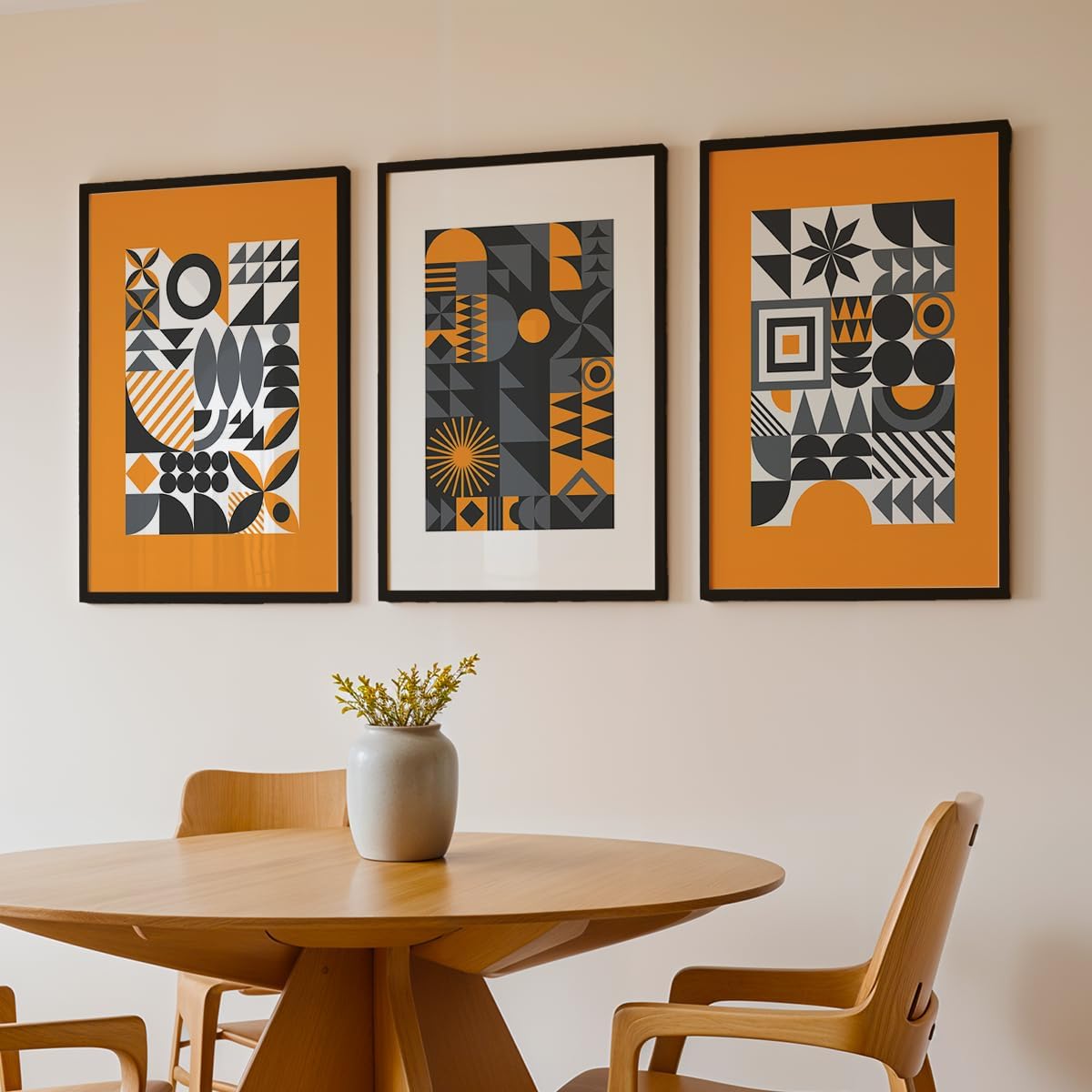 Attractive geometrics modern art wall decor framed art prints, Set of 3 Paintings for living room, bedroom and office (Theme-Minimalist) (Art-9, 10x13inch)