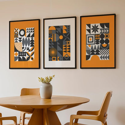 Attractive geometrics modern art wall decor framed art prints, Set of 3 Paintings for living room, bedroom and office (Theme-Minimalist) (Art-9, 10x13inch)